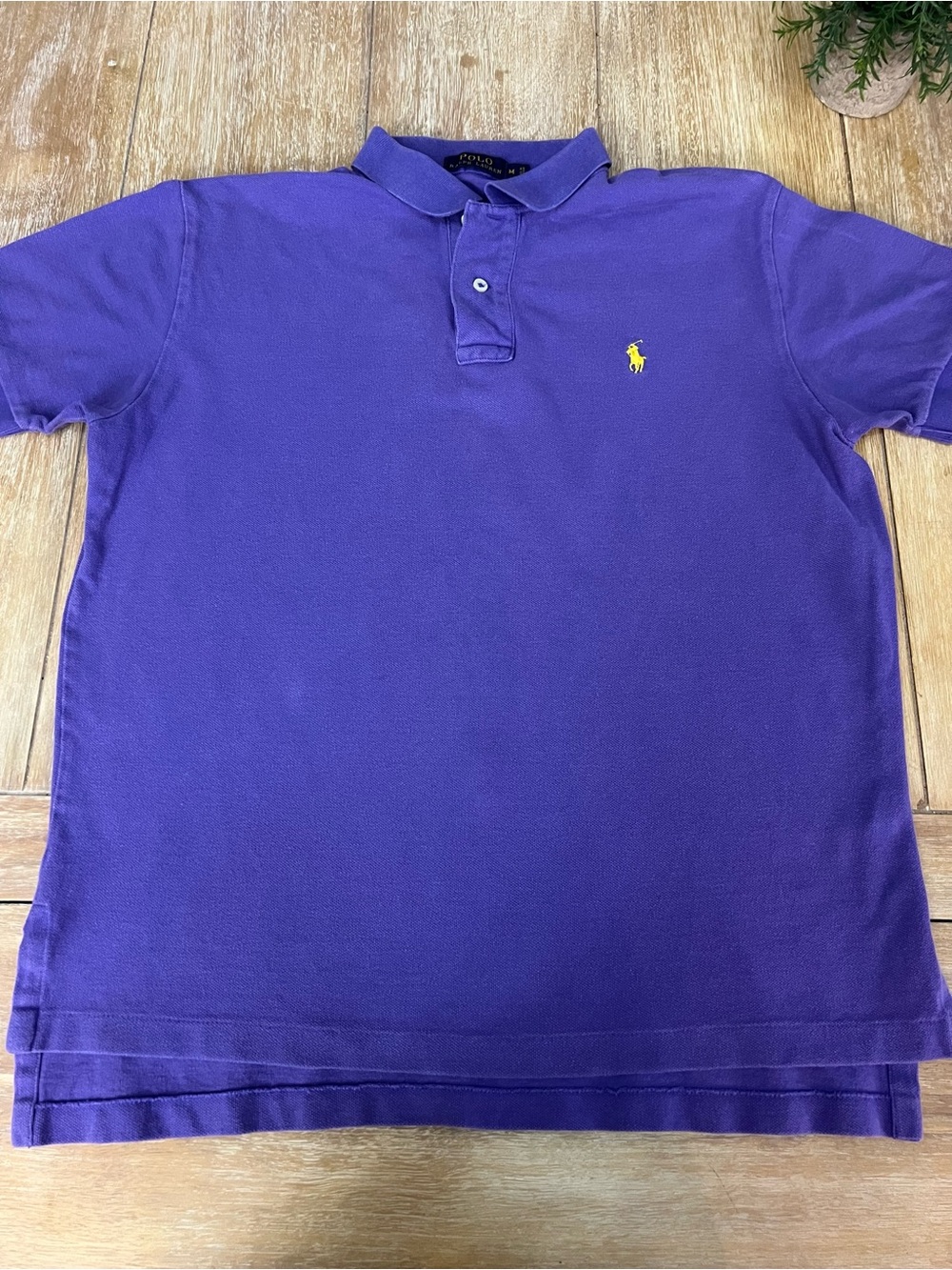 Polo by Ralph Lauren Purple Polo with Yellow Logo Detail